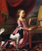 John Singleton Copley Young lady with a Bird and dog oil painting